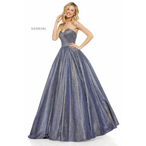 Sherri Hill Blue Shimmer Strapless Ball Gown Size 4 Full Skirt 52959 Princess